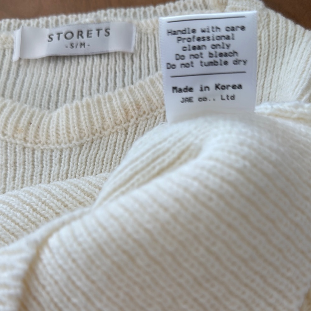 Storets Cream Ribbed Knit Crop Top - Picture 3 of 3